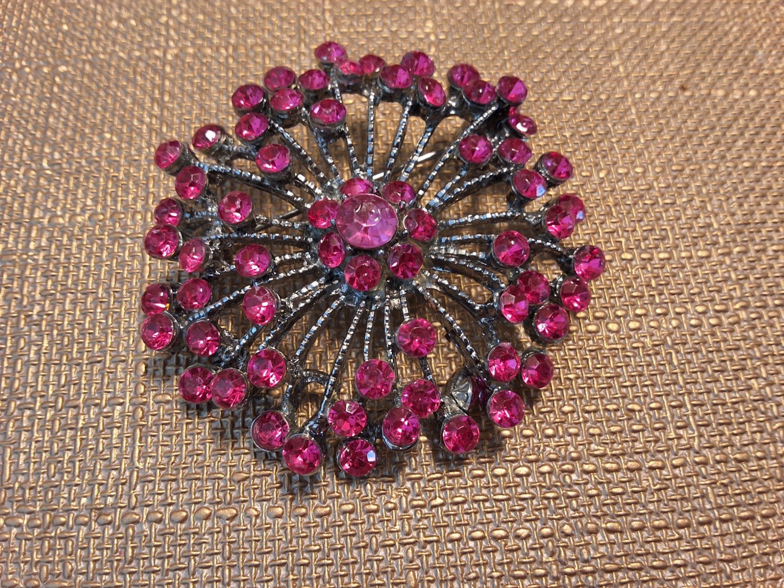 Roze Bloemen Statement Broche met Strass, Overige materialen, 4 tot 7 cm, Ophalen of Verzenden, Zo goed als nieuw