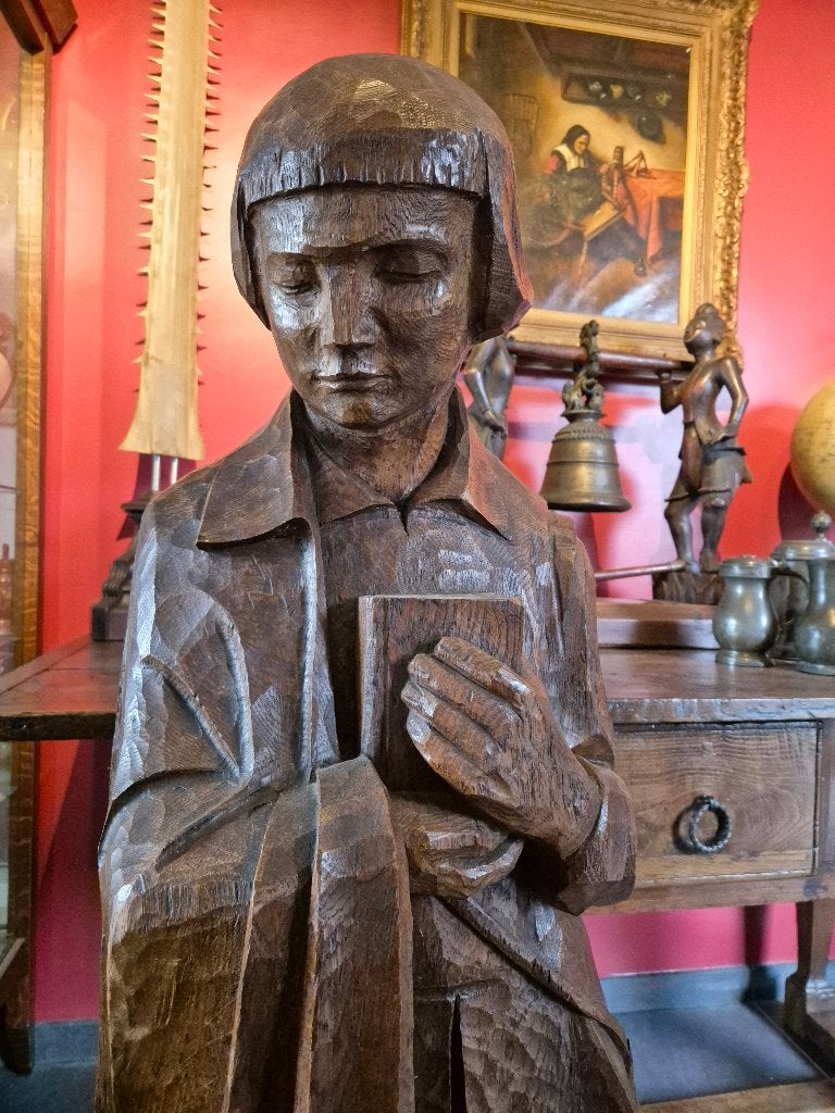 Foto 4 van Antiek houten beeld, religieus christelijk