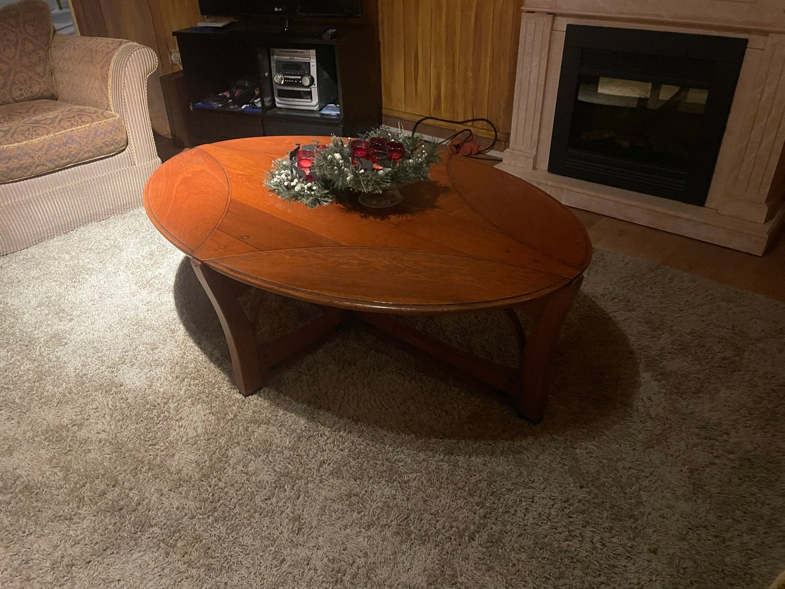 Elegante Kersenhouten Salontafel - Ovaal Design, Huis en Inrichting, Tafels | Salontafels, Ophalen, Gebruikt, 100 tot 150 cm, 50 tot 100 cm