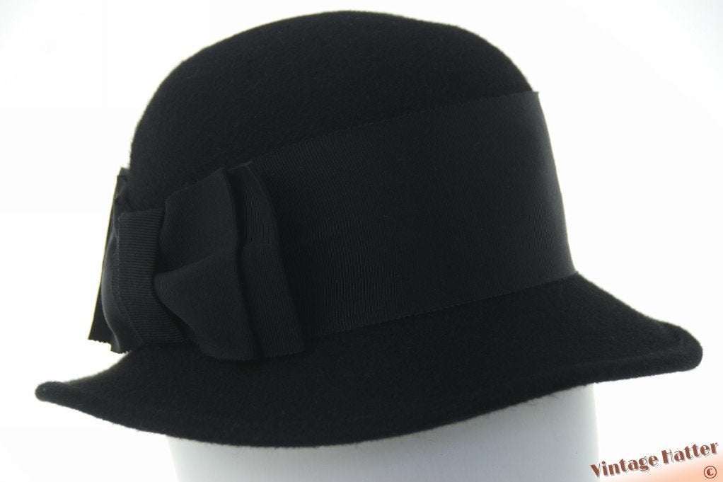 Vintage Dameshoed LL-Modell LadyLike zwart wolvilt 55,5 = S, Kleding | Dames, 55 cm (S, 6⅞ inch) of minder, Hoed, LL-Modell LadyLike