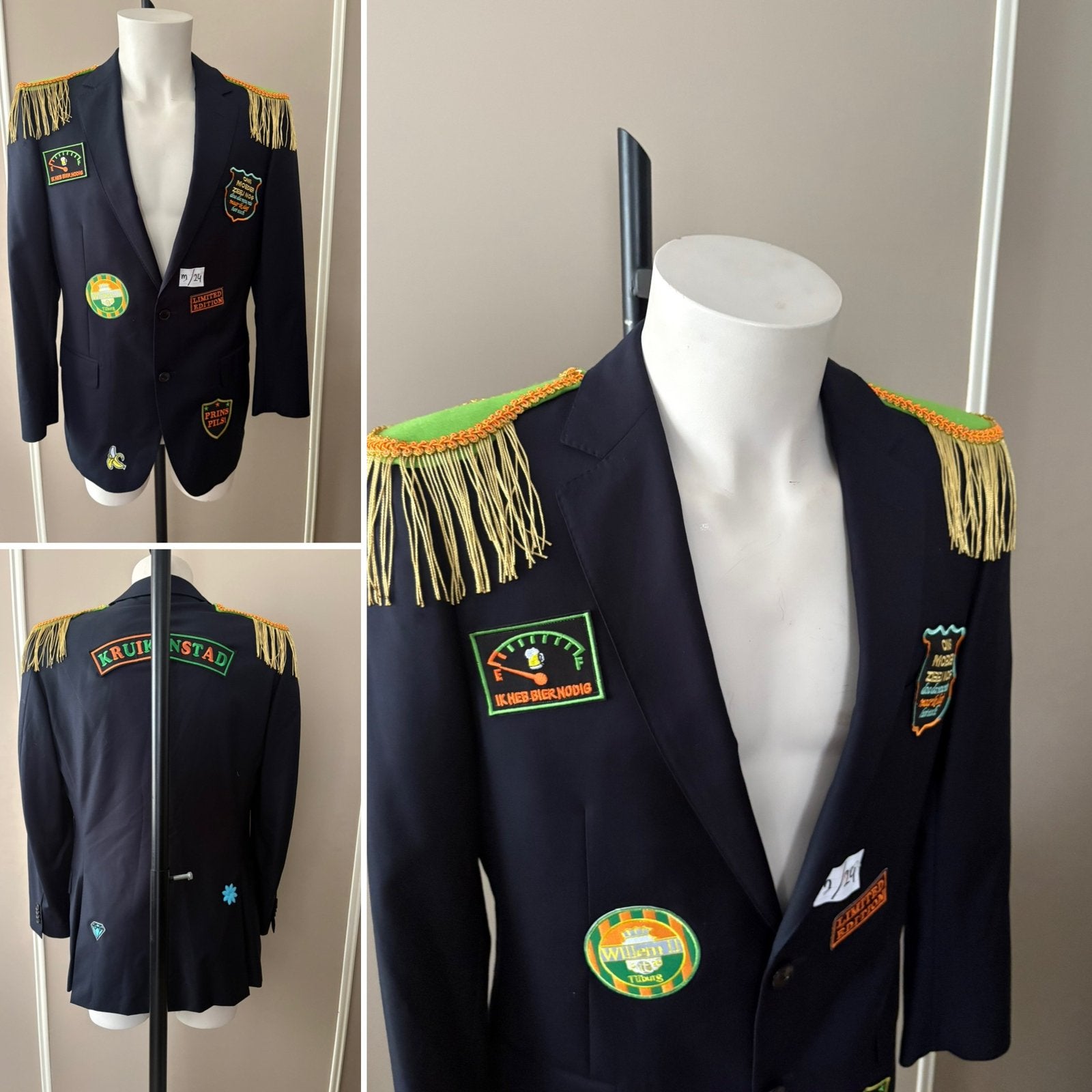 (24) Kruikenstad Colbert/Jas maat M emblemen unisex carnaval, Kleding | Heren, Ophalen of Verzenden, Zo goed als nieuw