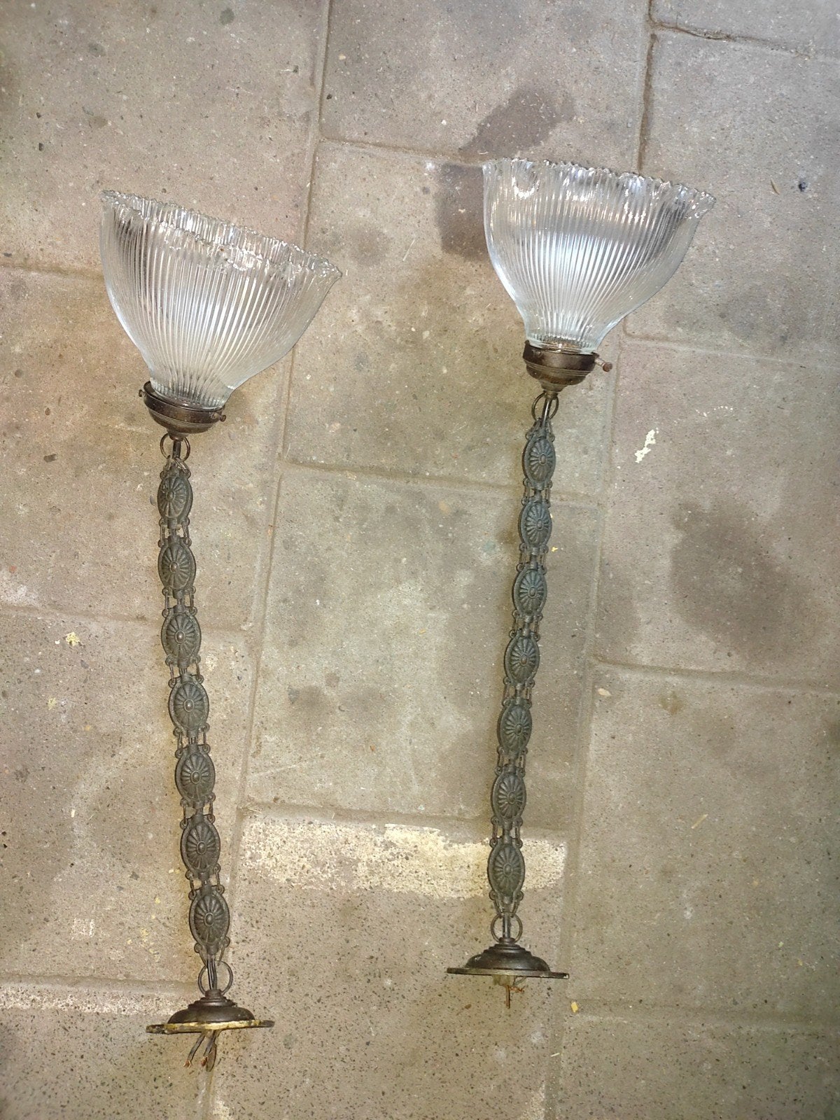 Nostalgische koperen hanglampen met schakelketting, Ophalen of Verzenden