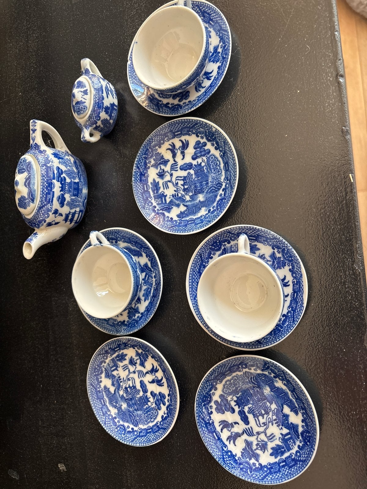 Antiek Delfts Blauw Theeservies - Miniatuur, Ophalen of Verzenden
