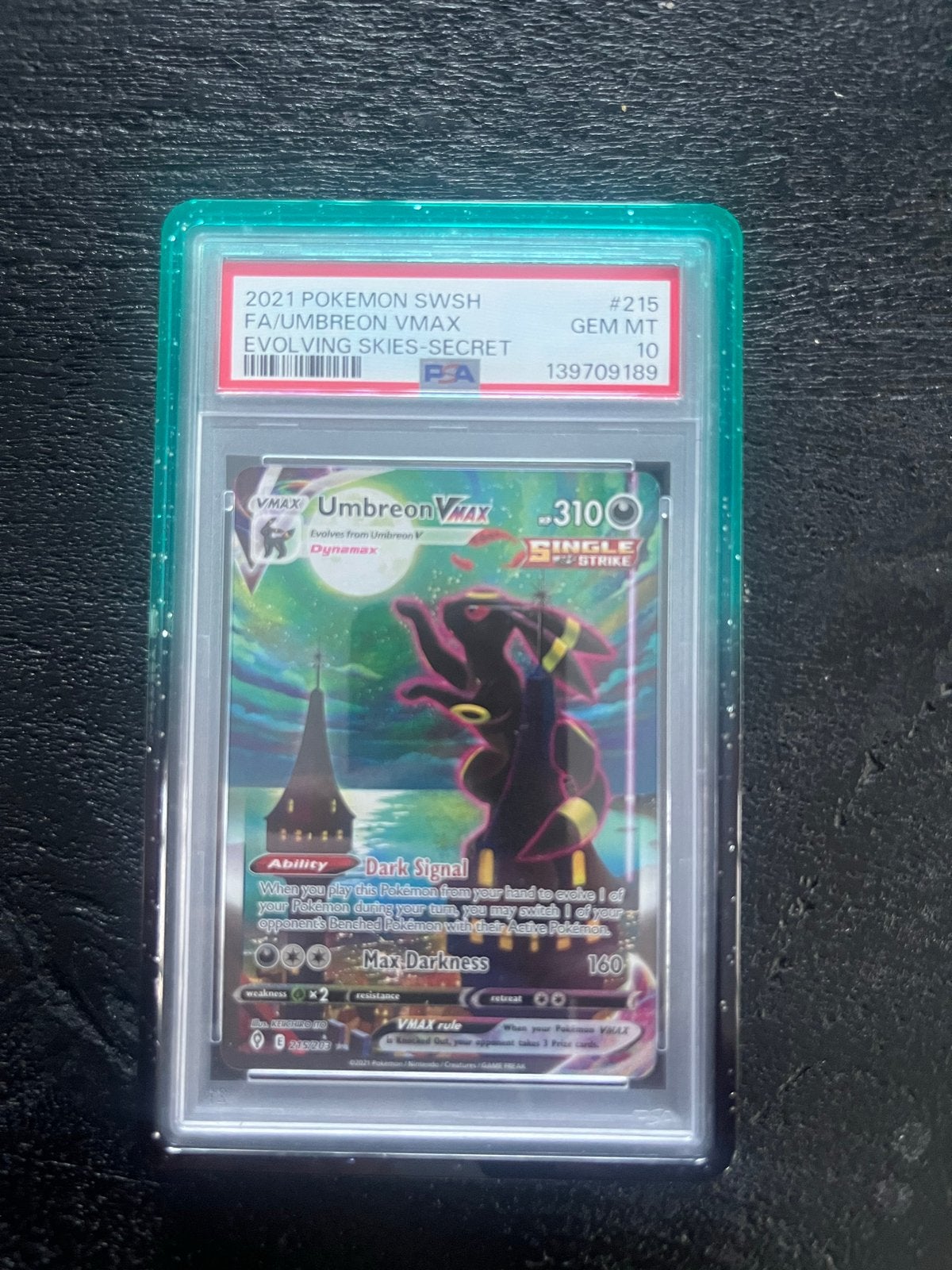 Umbreon VMAX Evolving Skies Secret Rare PSA 10 Pokémon Kaart, Ophalen of Verzenden, Nieuw, Losse kaart