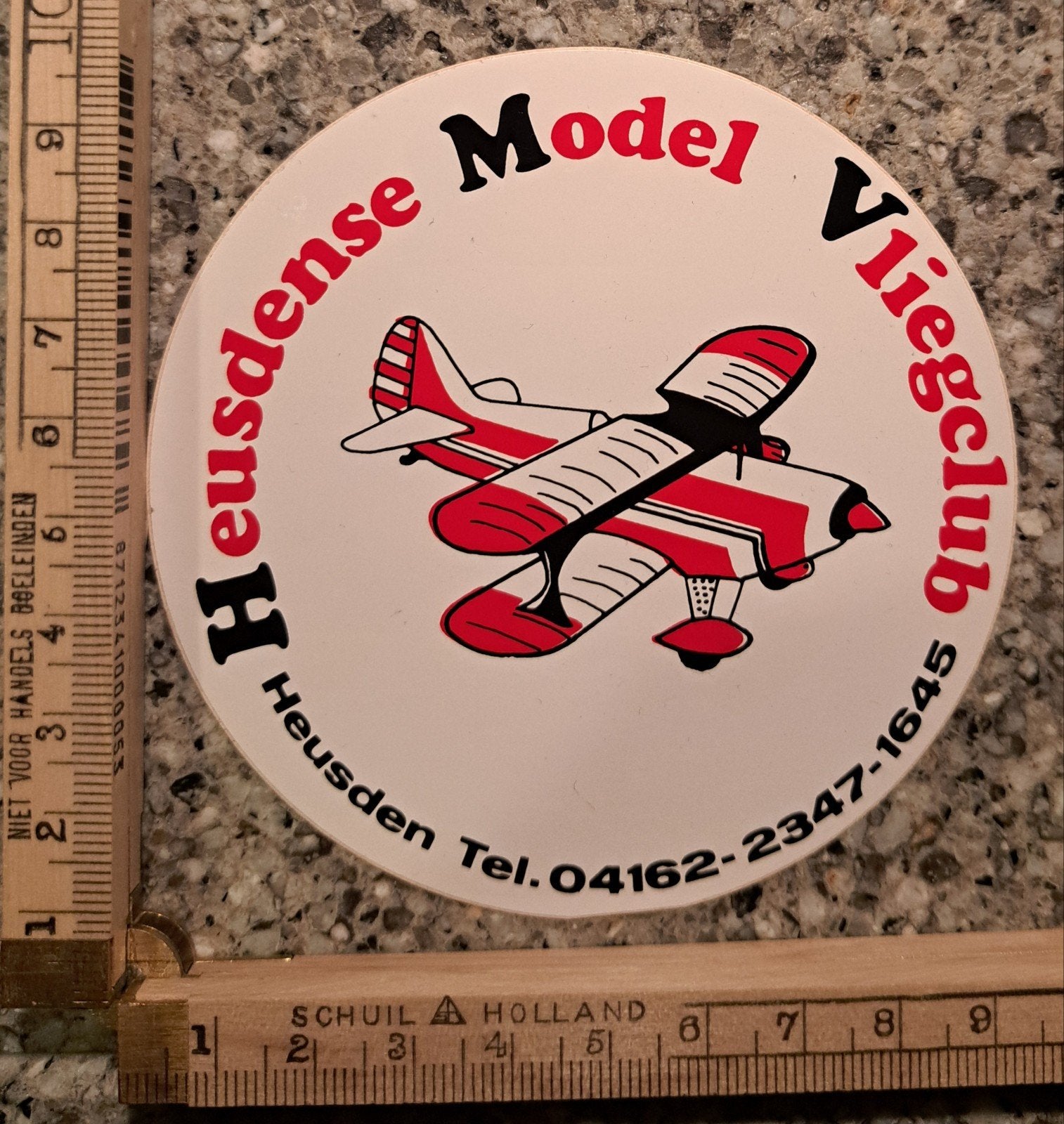 Vintage sticker Heusdense model vliegclub modelvliegtuig, Verzamelen, Ophalen of Verzenden, Zo goed als nieuw