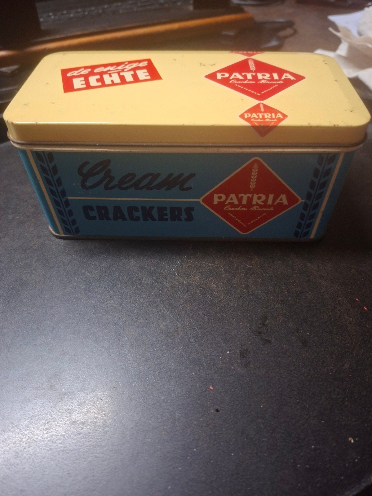 Vintage Patria Cream Crackers blik – Jaren 50/60 –Authentiek, Ophalen of Verzenden, Gebruikt, Overige