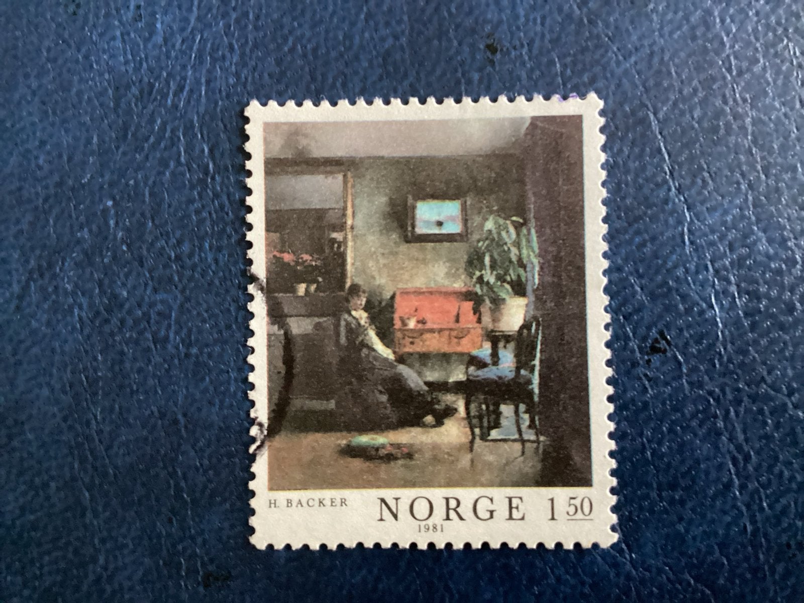 Noorwegen 1981 - Mi.847-H. Backer - Vrouw in interieur, Ophalen of Verzenden, Noorwegen, Gestempeld
