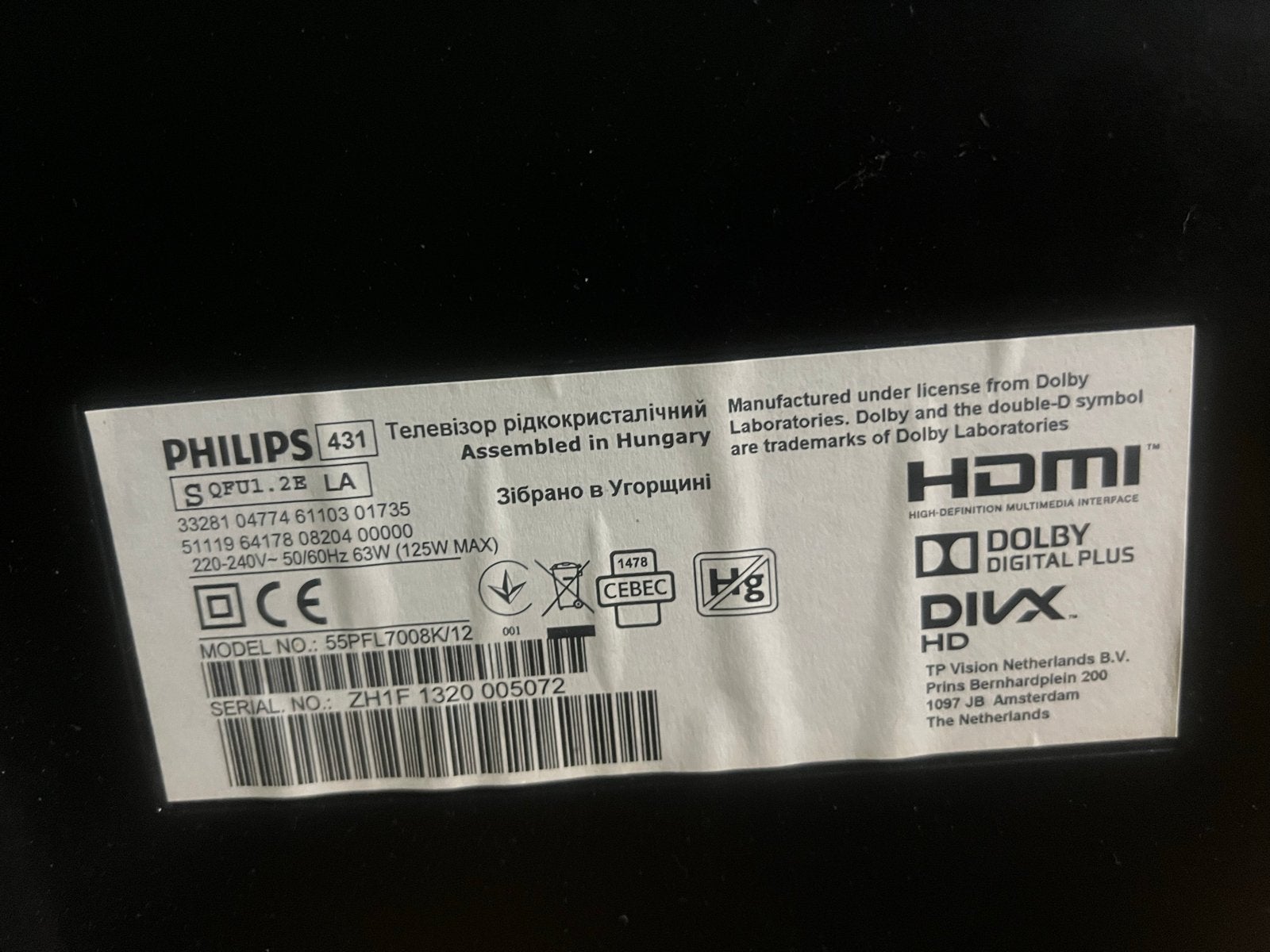 Philips 55PFL7008K/12 Smart TV - 100 cm of meer, Philips, LED, Ophalen of Verzenden, Zo goed als nieuw