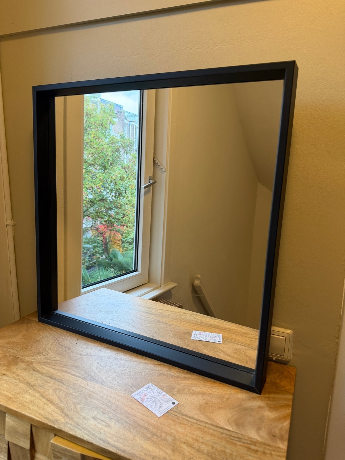 IKEA NISSEDAL spiegel zwart frame 65x65 cm, Vierkant, Ophalen of Verzenden, Zo goed als nieuw, Minder dan 100 cm
