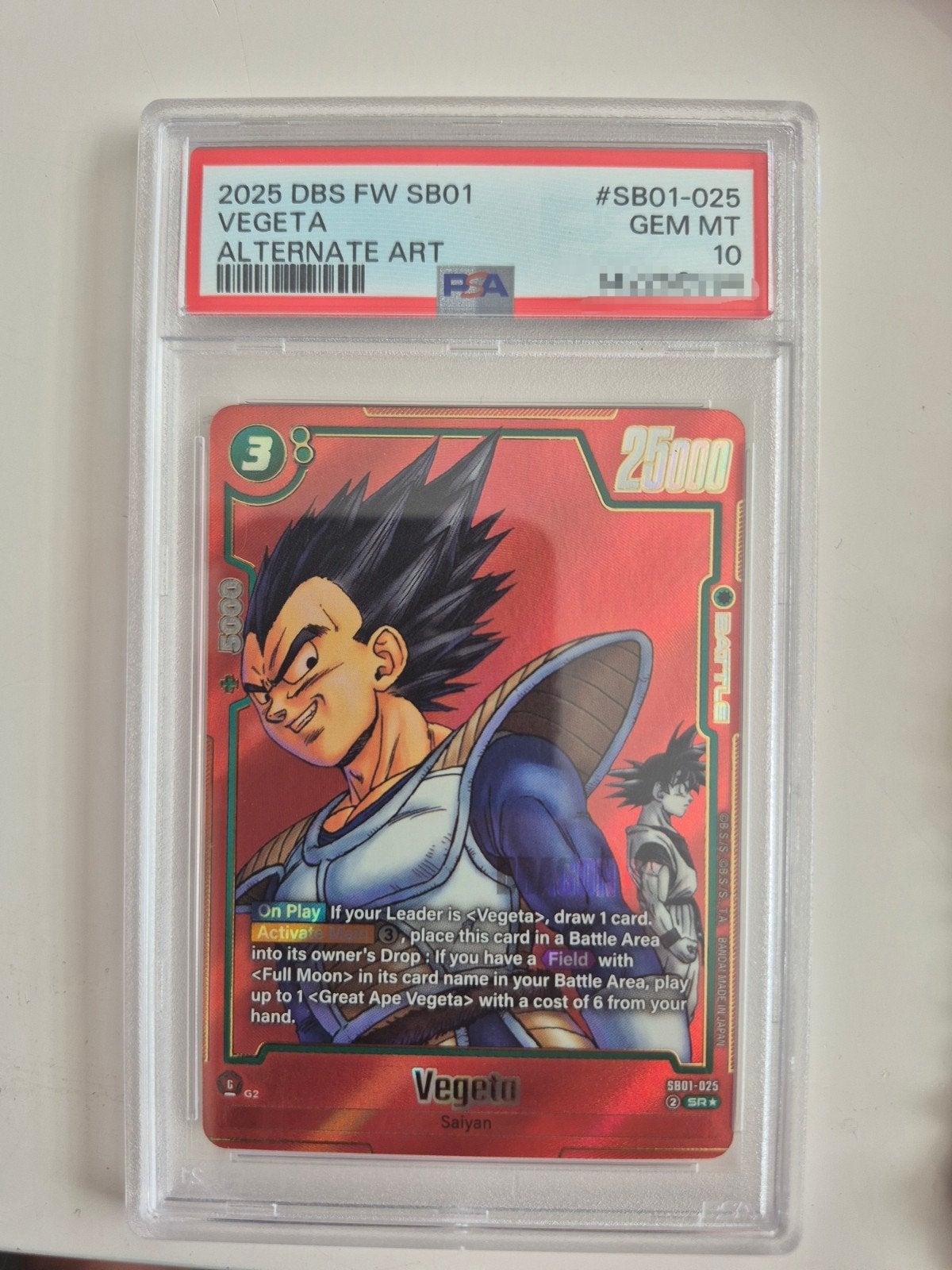 Vegeta Alternate Art PSA 10 Dragon Ball Super Card Game, Ophalen of Verzenden, Nieuw, Losse kaart