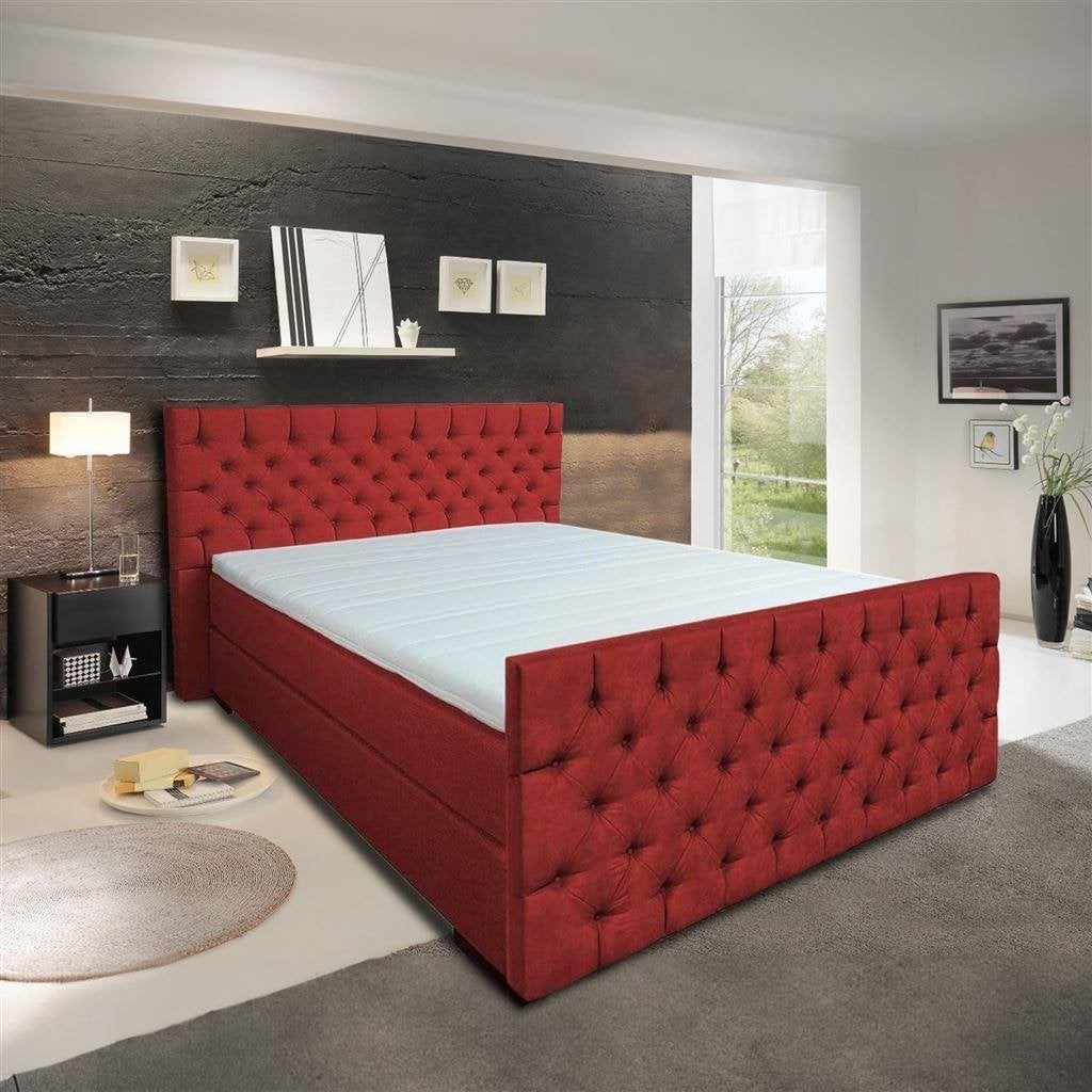 Boxspring Chesterfield, Verzenden, Nieuw, Tweepersoons, Grijs
