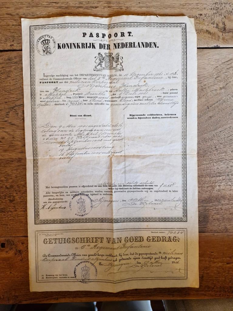 Zeer oud paspoort uit 1886 - A4 model, Verzamelen, Overige Verzamelen, Ophalen, Gebruikt