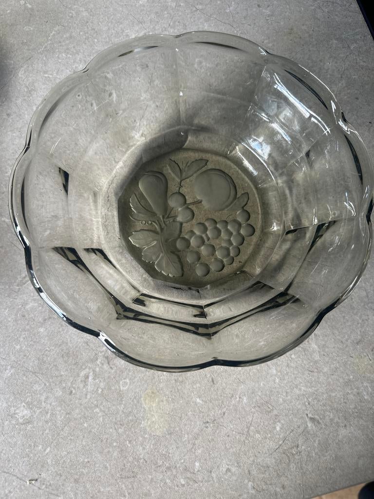 Val Saint Lambert glazen schaal met fruitmotief, Antiek en Kunst, Antiek | Glas en Kristal, Ophalen of Verzenden