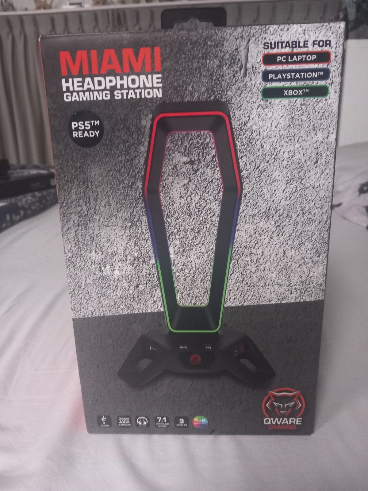 Qware gaming rgb headset stand, Ophalen of Verzenden, Zo goed als nieuw, Batterij