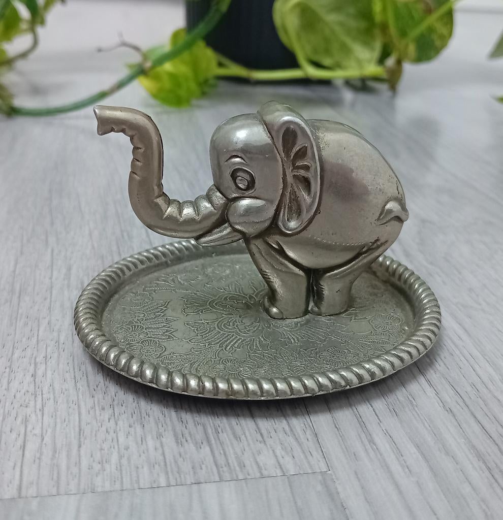 vintage verzilverde olifant ringhouder, Ophalen of Verzenden