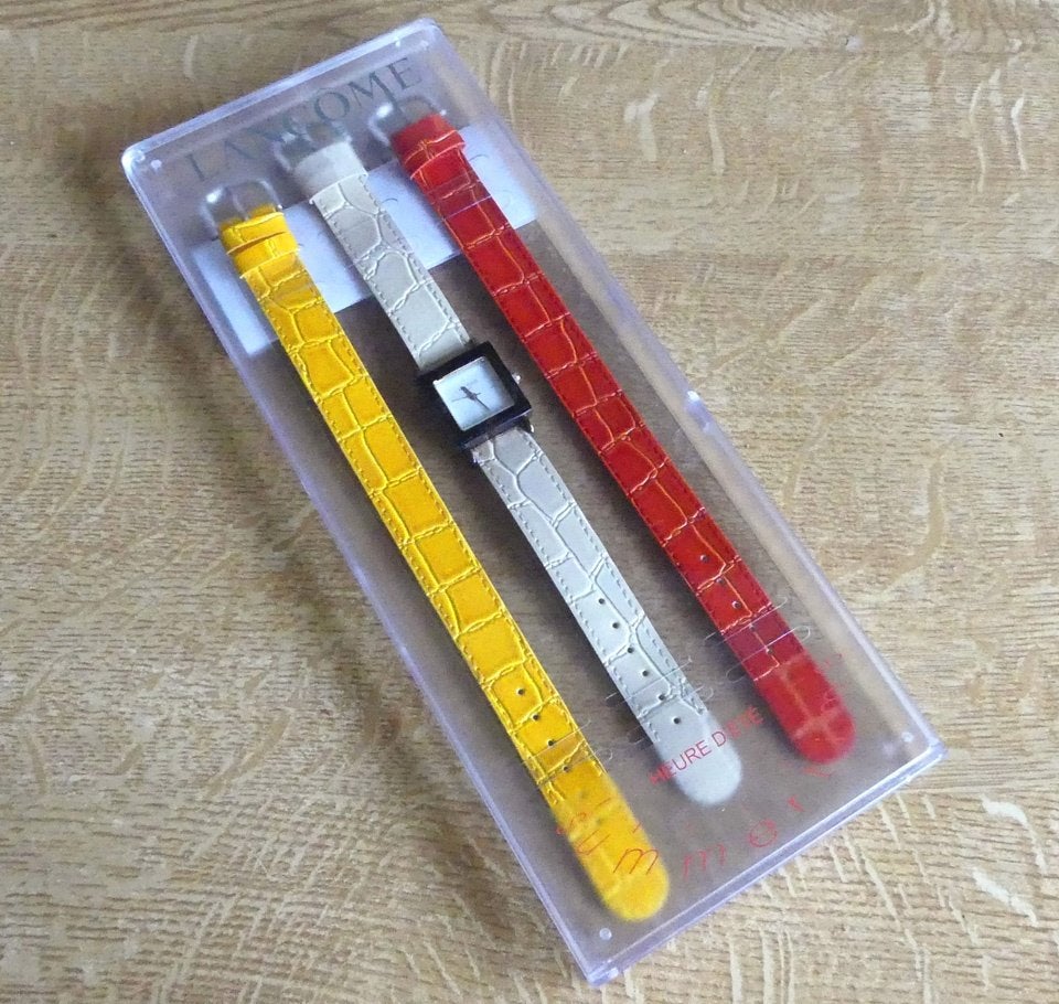 Lancôme horloge bandjes geel rood creme Summertime - NIEUW!, Ophalen of Verzenden, Nieuw, Gebruiksvoorwerp