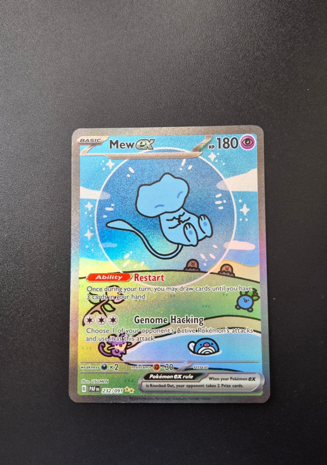 Mew ex 232 Pokemon Paldean Fates, Ophalen of Verzenden, Zo goed als nieuw, Booster, Foil