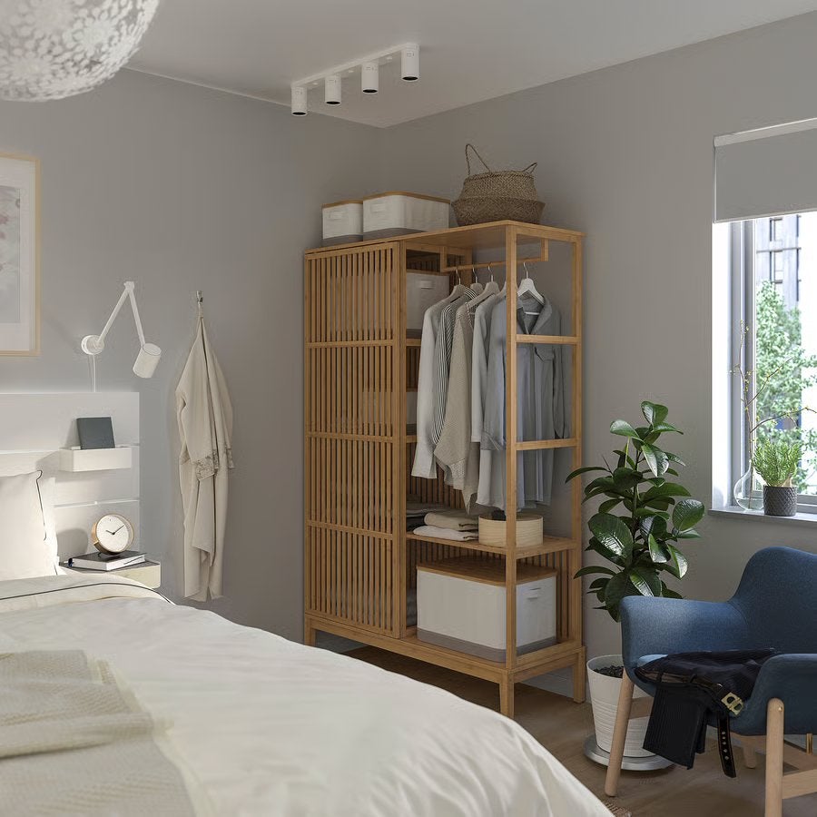 IKEA Nordkisa Rotan Kast Schuifdeur bamboe Kledingkast, Ophalen, Zo goed als nieuw, 25 tot 50 cm, 100 tot 150 cm