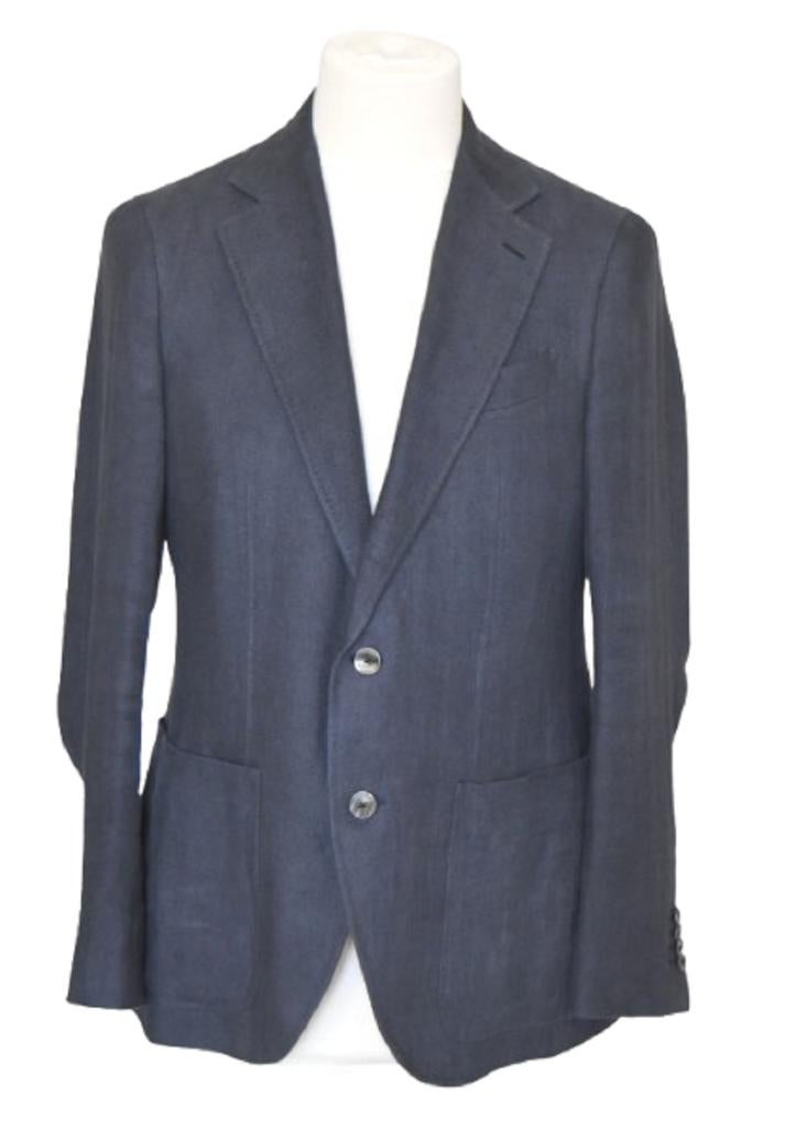 Caruso linnen constructed jasje, blazer, blauw, Mt. 48 / M, Zo goed als nieuw, Caruso, Verzenden, Maat 48/50 (M)