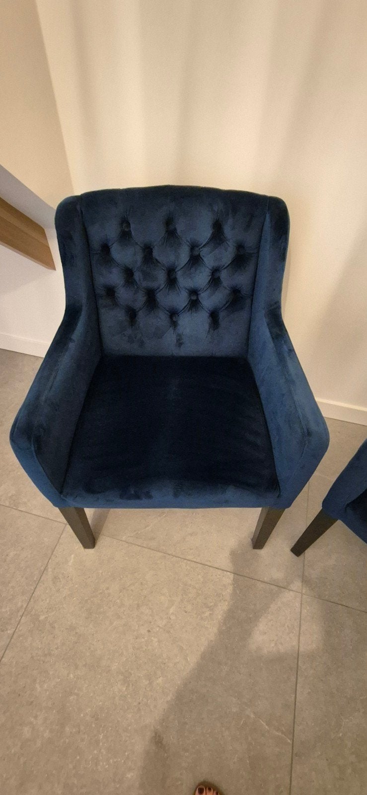 2 donkerblauwe fauteuils, Huis en Inrichting, Fauteuils, Ophalen, Minder dan 50 cm, Minder dan 75 cm, Zo goed als nieuw