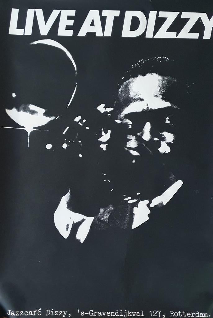 Poster jazzcafé Dizzy Rotterdam "Live at Dizzy" - 70er jaren, Verzenden, A1 t/m A3, Overige onderwerpen, Rechthoekig Staand
