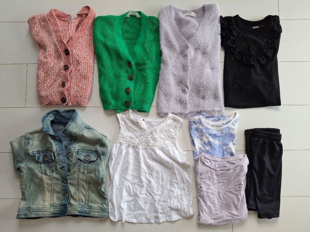 partij meisjes kleding 134/140 9 stuks 25,- incl spijkerjas, Kinderen en Baby's, Kinderkleding | Maat 134, Meisje, Zo goed als nieuw