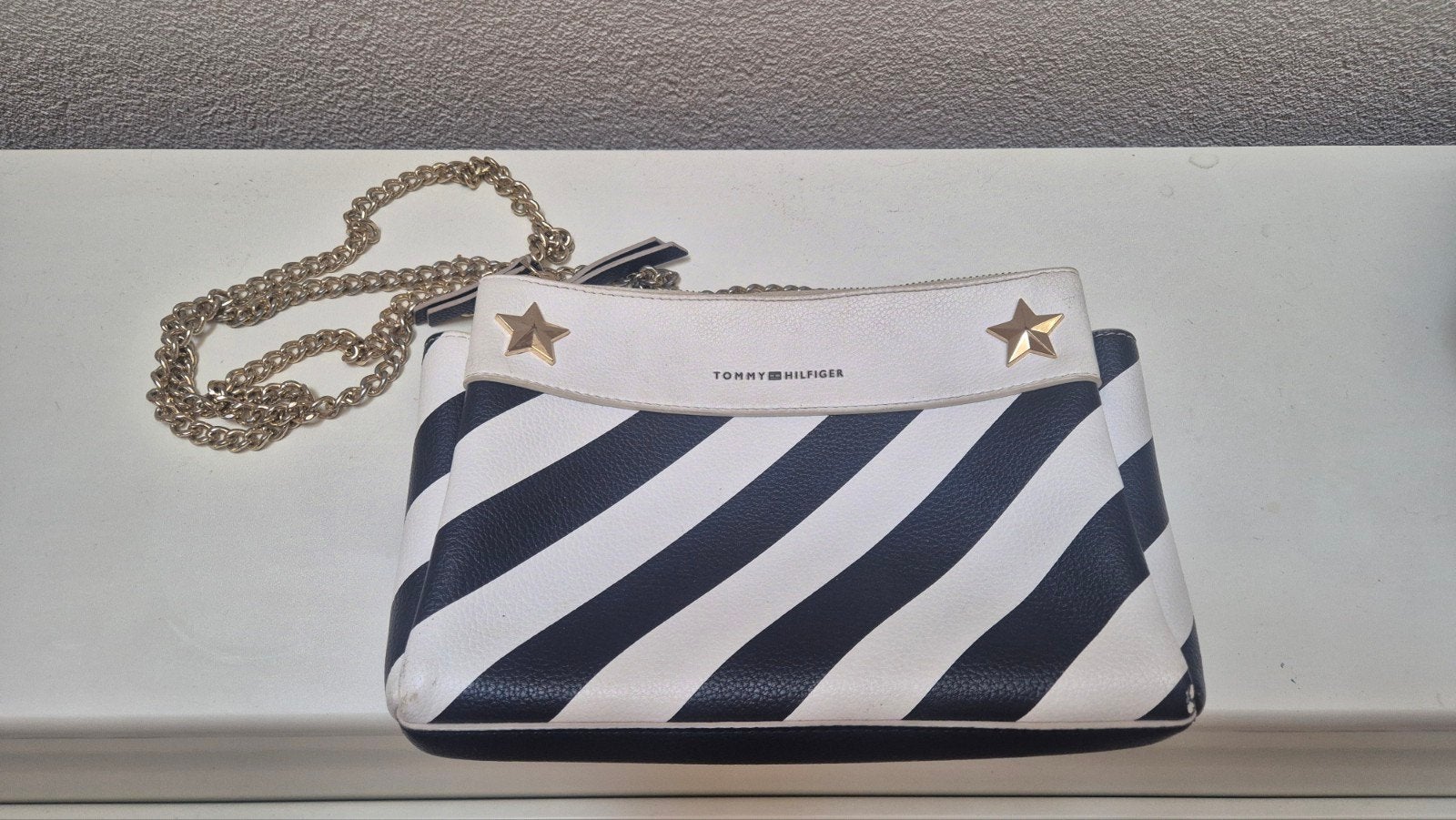 Tommy Hilfiger Cool Hardware Crossover Stripe Schoudertas, Ophalen of Verzenden, Gebruikt, Blauw, Schoudertasje