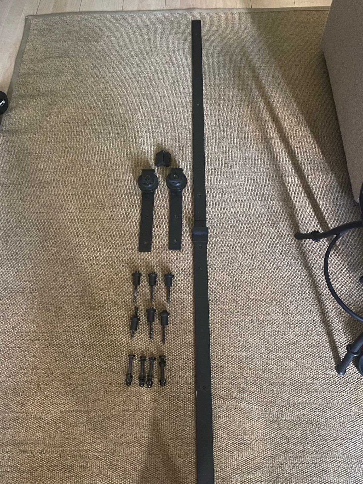 Schuifdeur rail 2.11m- Zwart ijzer, Ophalen of Verzenden, Gebruikt, IJzer, Schuif of Grendel
