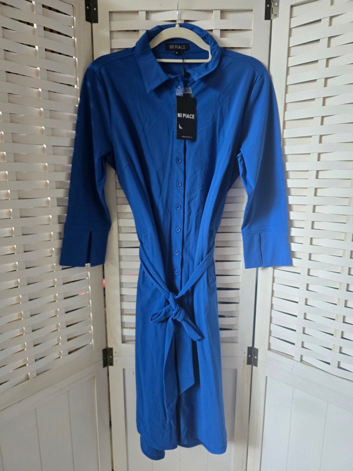 Nieuwe jurk mi piace M travel blauw, Ophalen of Verzenden, Nieuw, Blauw, Onder de knie
