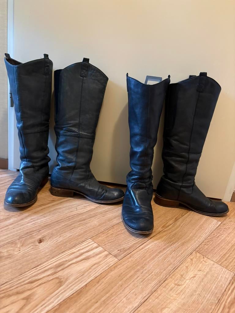 LAARZEN 2x BREDE SCHACHT BLAUW + ZWART MAAT 36, Kleding | Dames, Schoenen, Gedragen, Hoge laarzen, Blauw, Ophalen of Verzenden