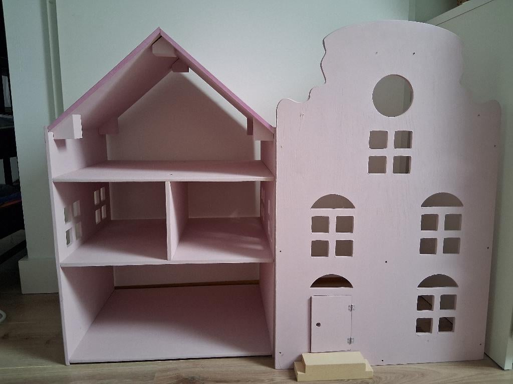Groot houten poppenhuis, grachtenpand, Kinderen en Baby's, Speelgoed | Poppenhuizen, Ophalen, Poppenhuis