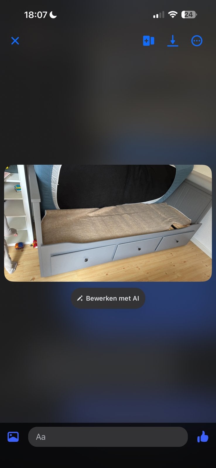 Hemnes antraciet bed bank, Ophalen, Gebruikt, Eenpersoons, Wit