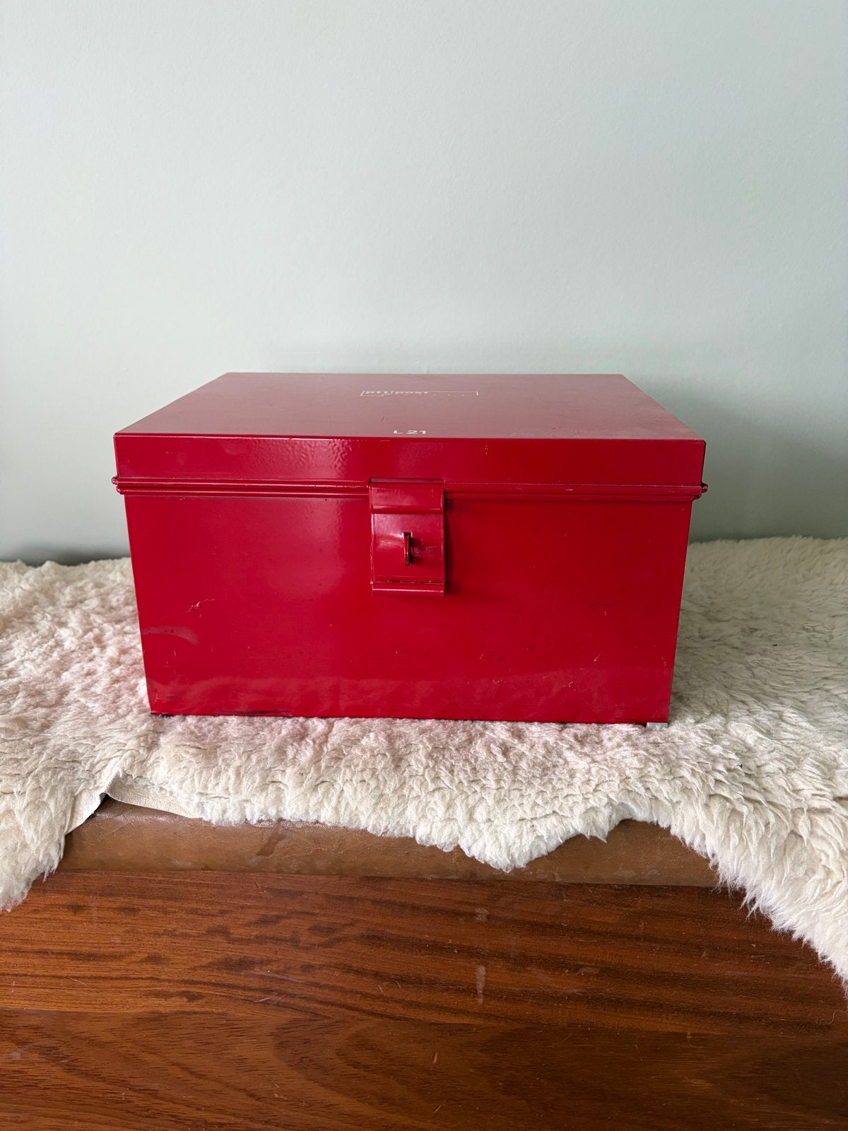 Vintage PTT Post Geld- / Zegelkist - Rood Metalen Box, Ophalen, Gebruikt