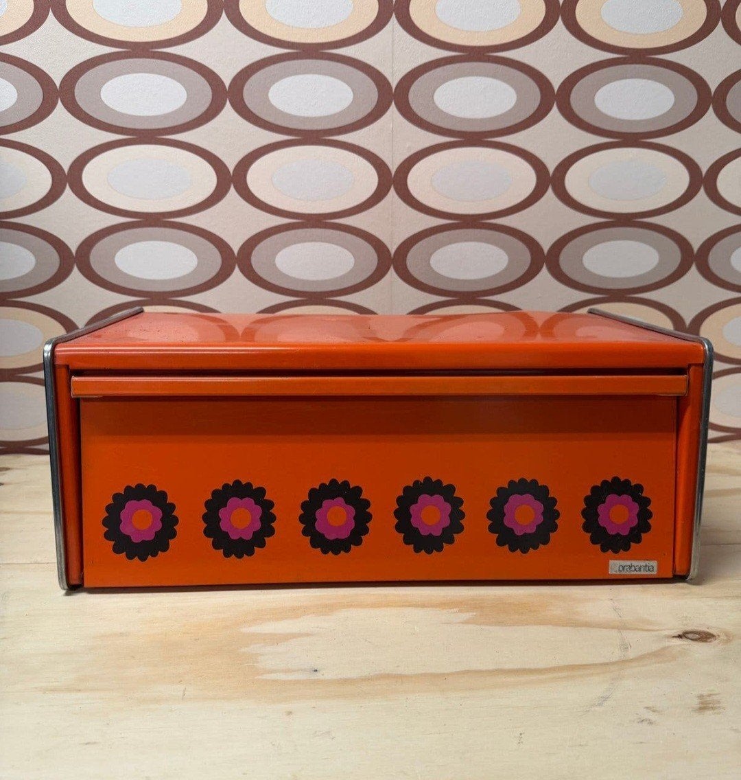 Vintage Brabantia broodtrommel  - retro - oranje - Patrice, Vintage, Gebruikt, Br, Br