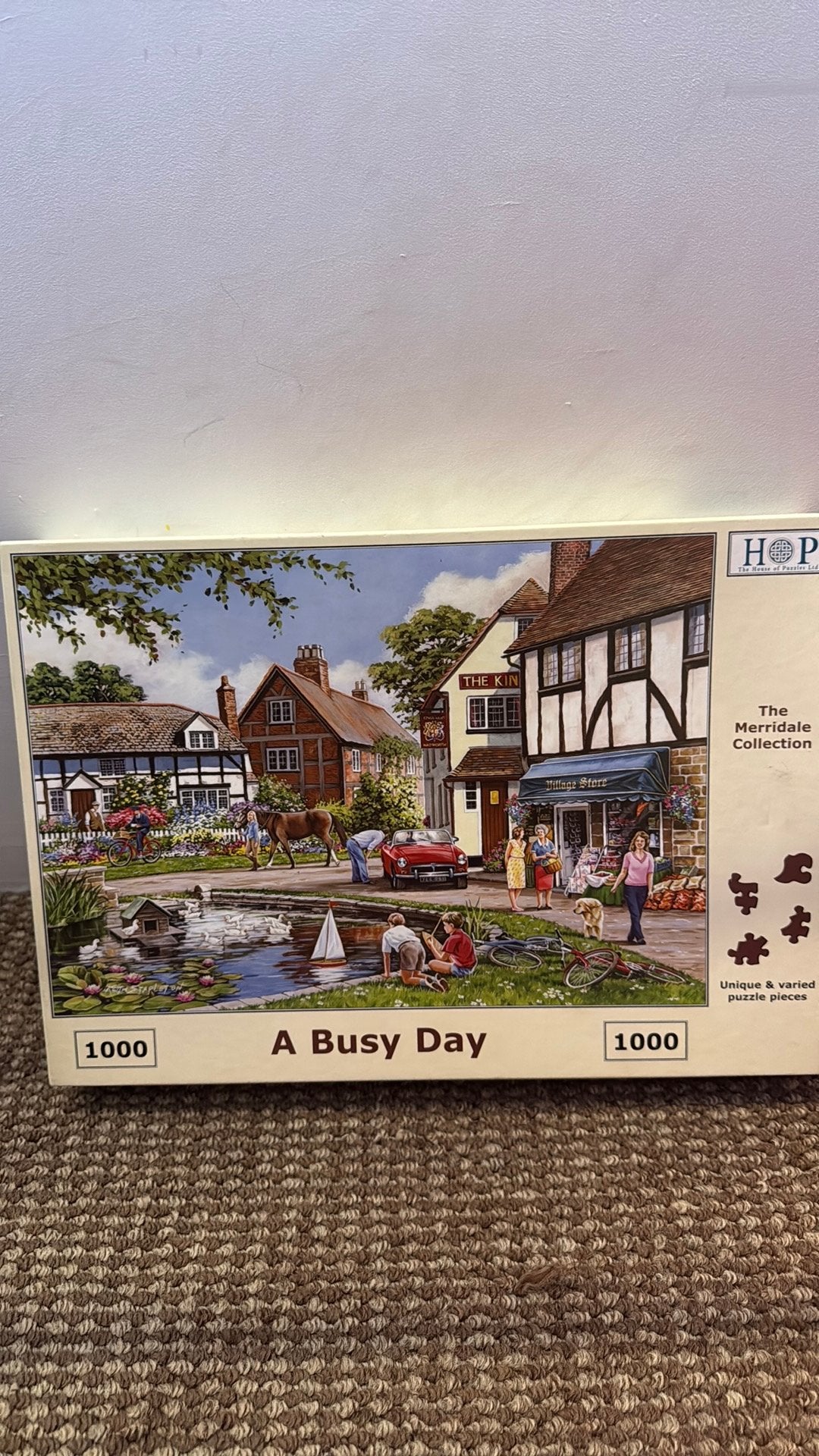 Hop puzzel A busy day, Hobby en Vrije tijd, Ophalen of Verzenden, 500 t/m 1500 stukjes, Zo goed als nieuw