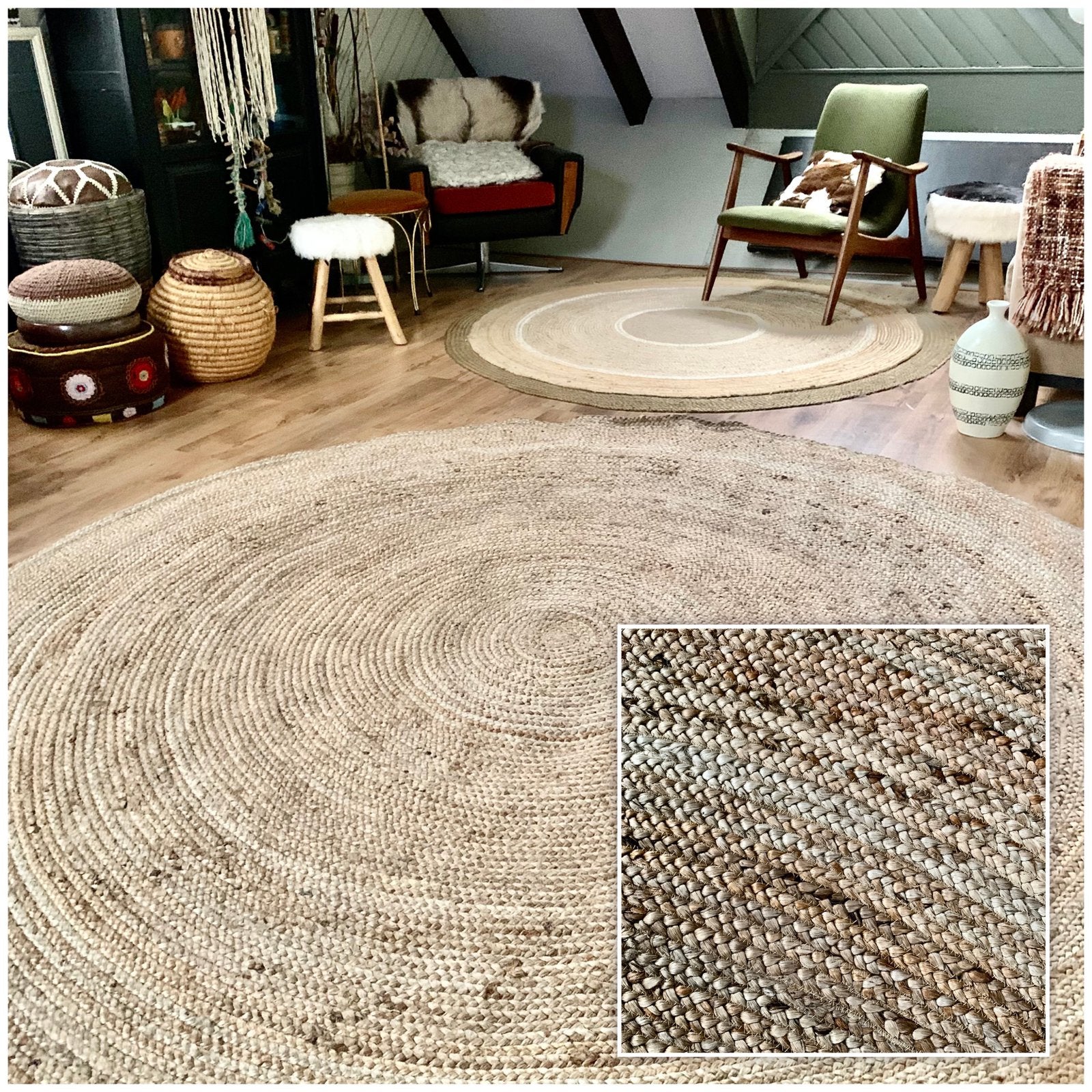 Sisal taupe xxl - japandi melange vloerkleed - fotoshoot, Huis en Inrichting, Ophalen, Rond, 200 cm of meer, Zo goed als nieuw