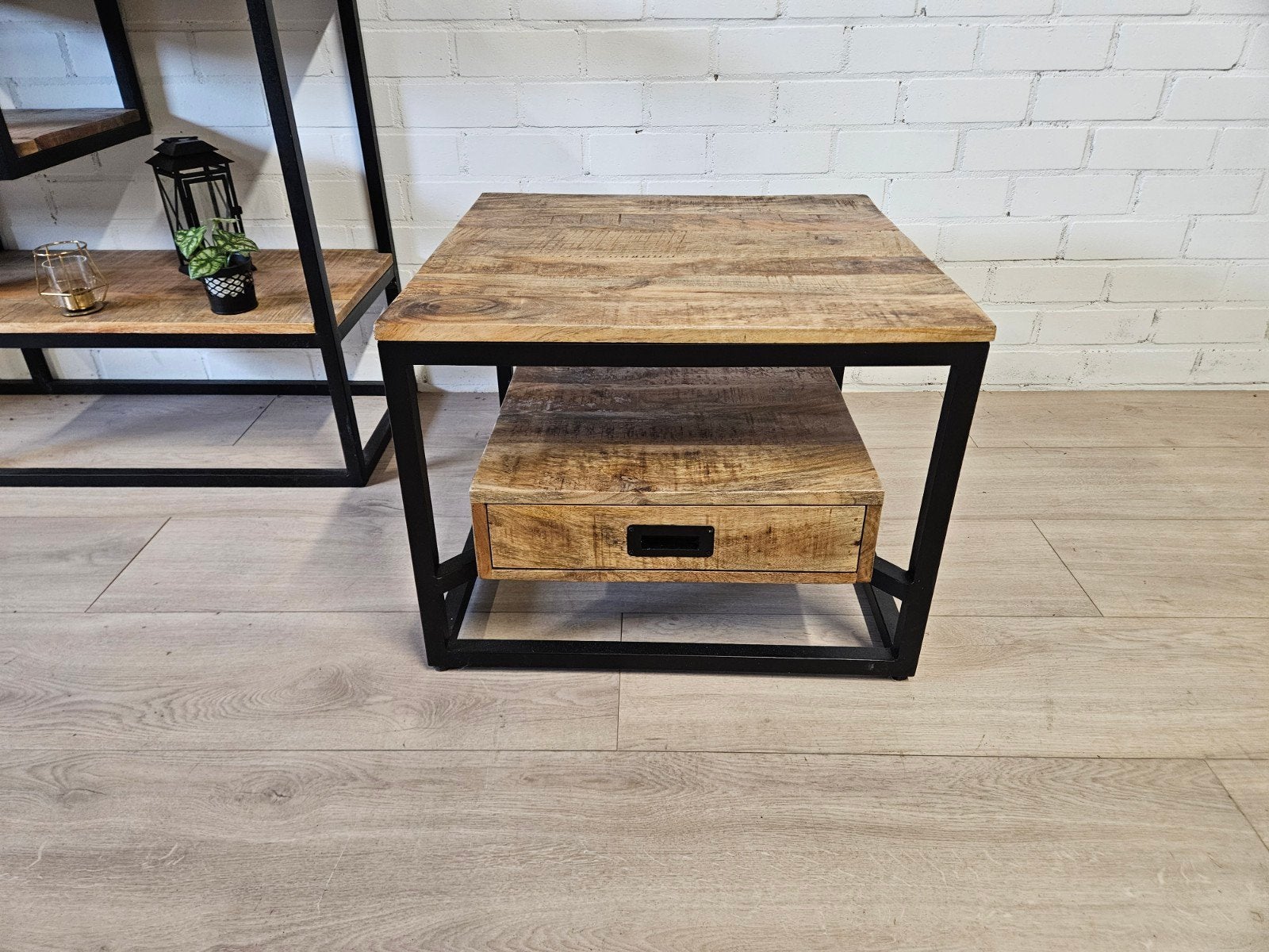Salontafel Mangohout 1 Lade 60cm, Ophalen, 100 tot 150 cm, 50 tot 100 cm, Zo goed als nieuw