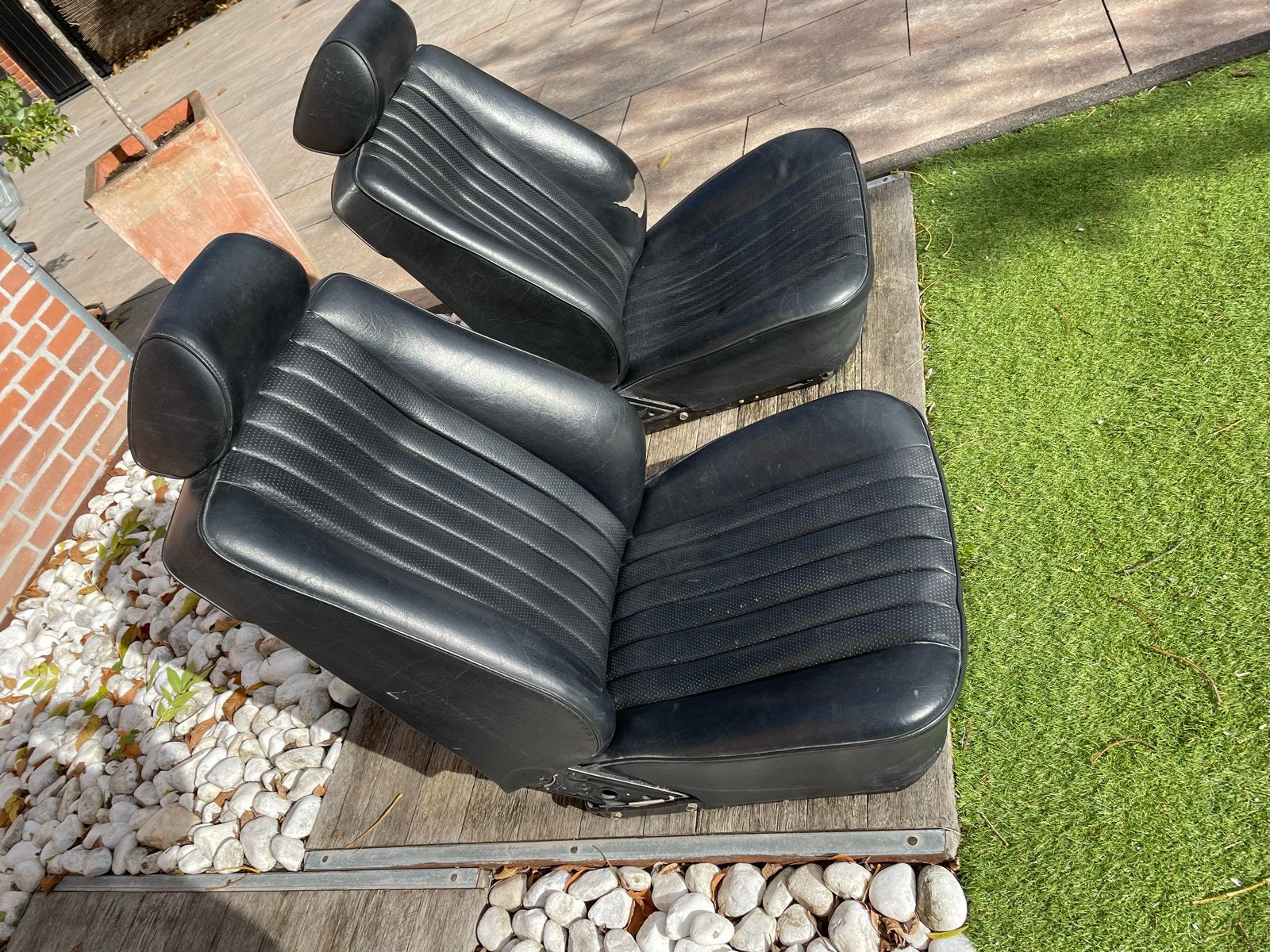 Mercedes-Benz W124 Lederen Stoelen - Zwart, Auto-onderdelen, Ophalen, Gebruikt, Mercedes-Benz
