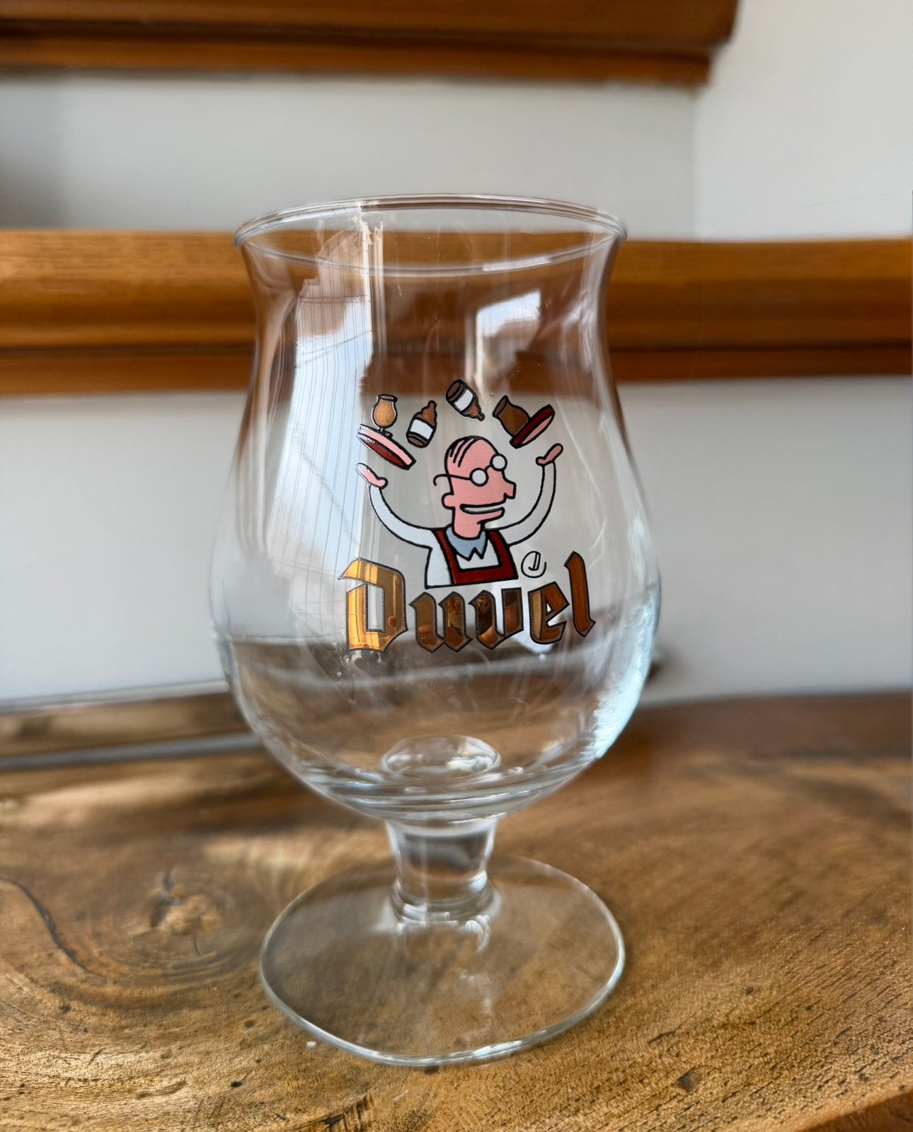 Duvel bierglas Jonglerende Ober 2000, Ophalen of Verzenden, Zo goed als nieuw, Glas of Glazen, Duvel