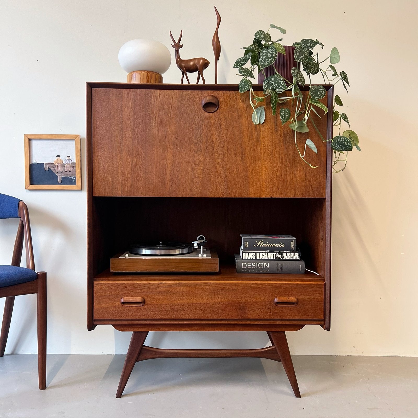 - Vintage klepkast / secretaire •Louis van Teeffelen• -, Huis en Inrichting, Kasten | Secretaires, Gebruikt, ., Vintage, Ophalen of Verzenden
