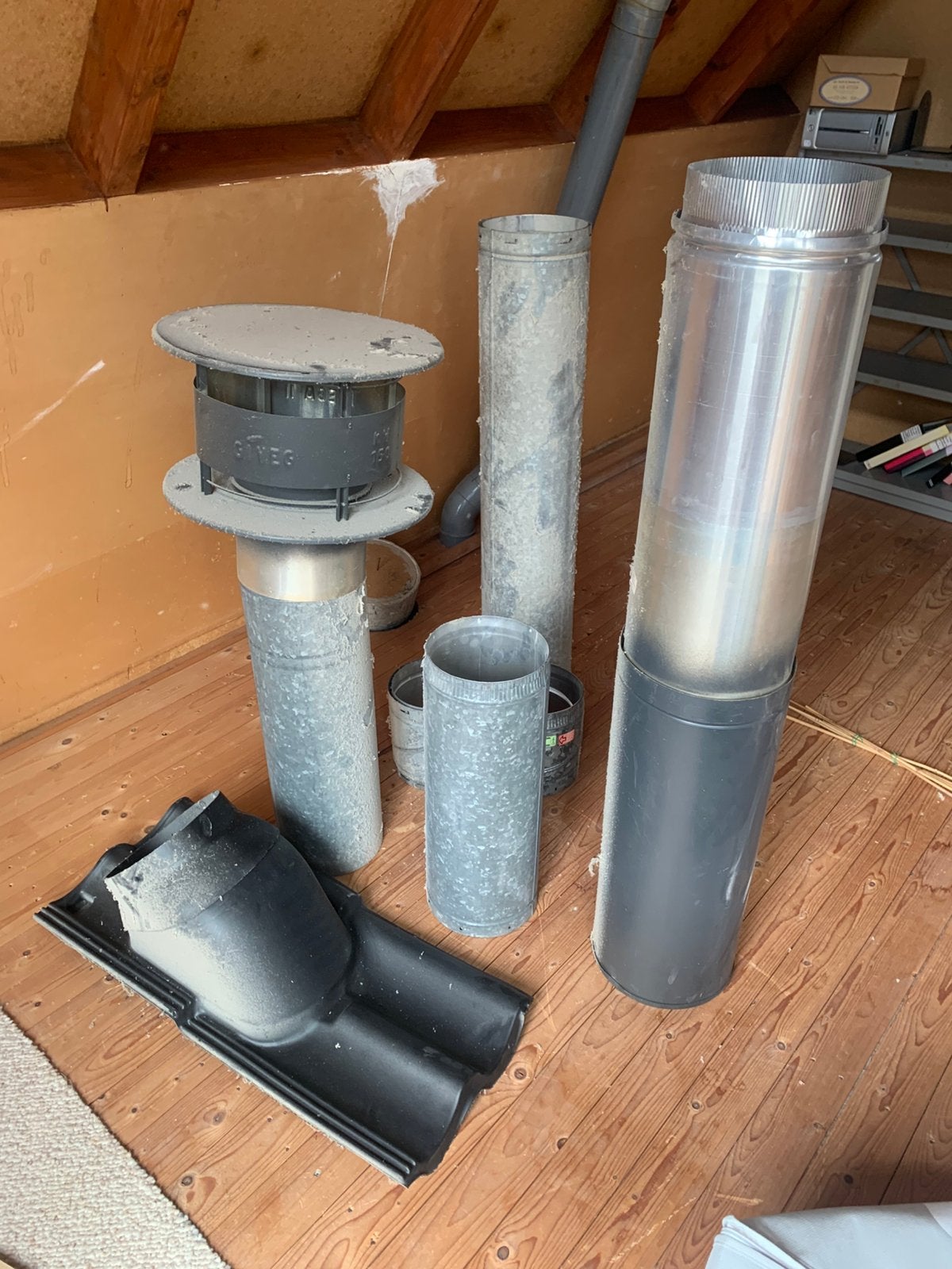 Schoorsteen complete aluminium set met dakpan, Ophalen of Verzenden, Zo goed als nieuw