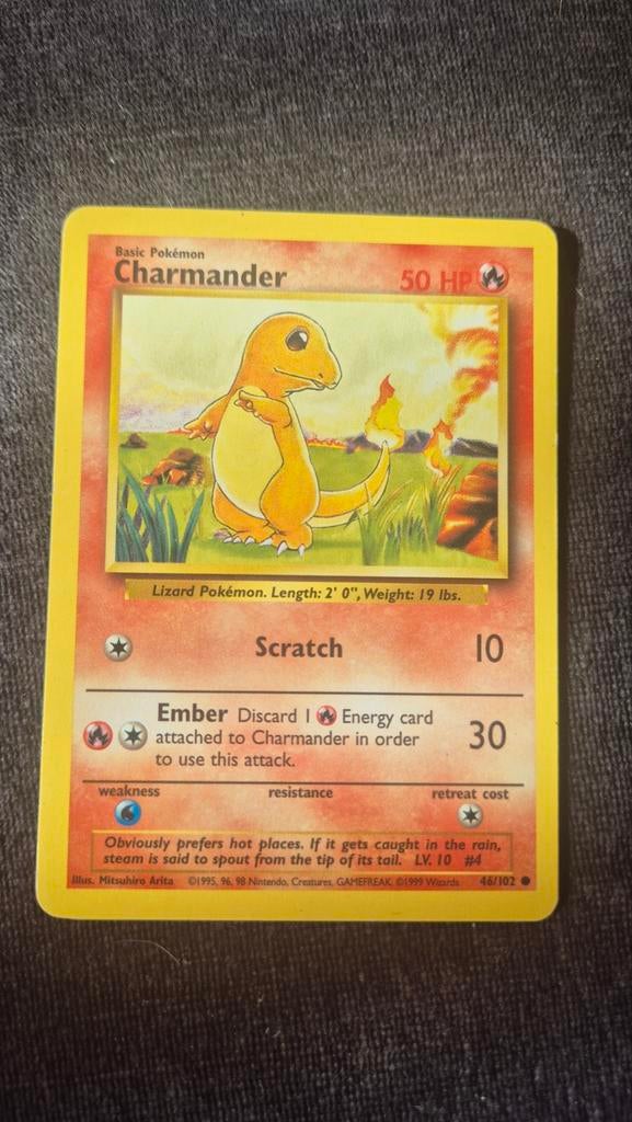 Pokémon Kaart Charmander 46/102 Basic Pokémon, Hobby en Vrije tijd, Ophalen of Verzenden, Gebruikt, Losse kaart