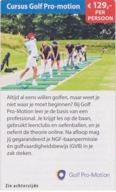 Cursus Golf Pro-Motion kortingsbon, Drie personen of meer, Kortingsbon