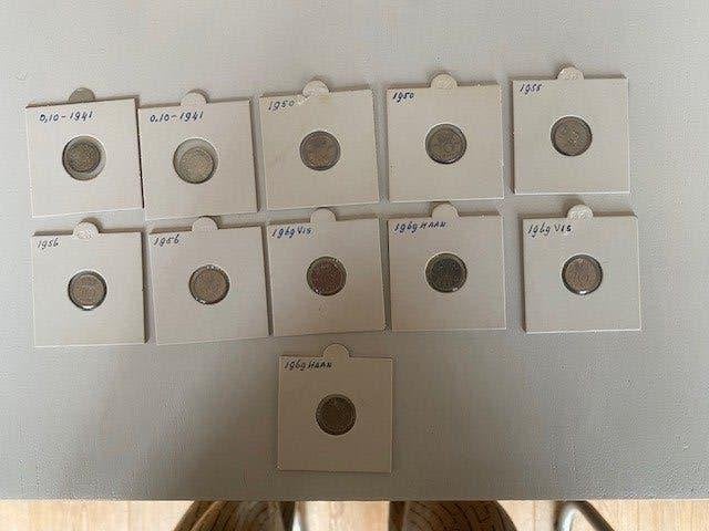 dubbeltjes van 1941 tm 1969, Postzegels en Munten, Munten | Nederland, Ophalen of Verzenden, Koningin Wilhelmina, 10 cent