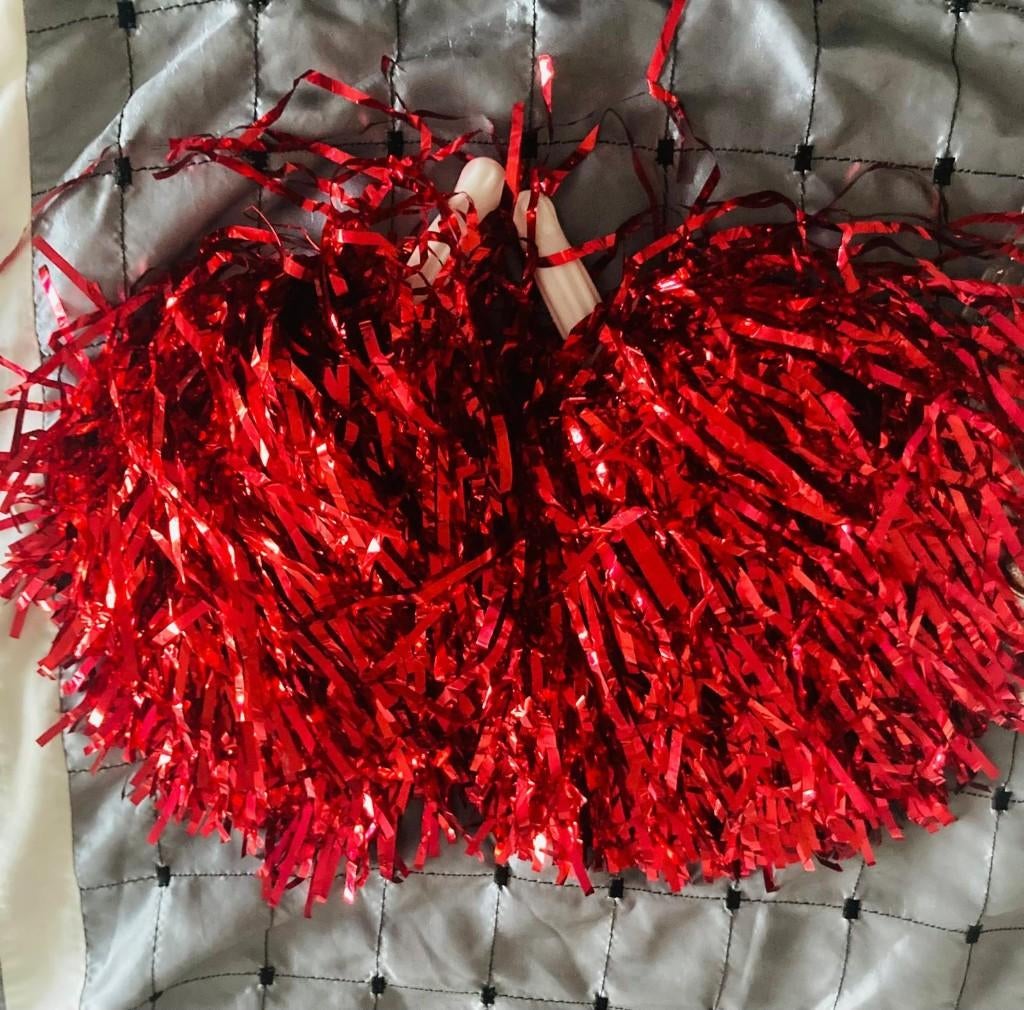 Rode Pom‑Poms – Cheerleader / Dans Verkleedaccessoire, Kinderen en Baby's, Carnavalskleding en Verkleedspullen, Gebruikt, Jongen of Meisje