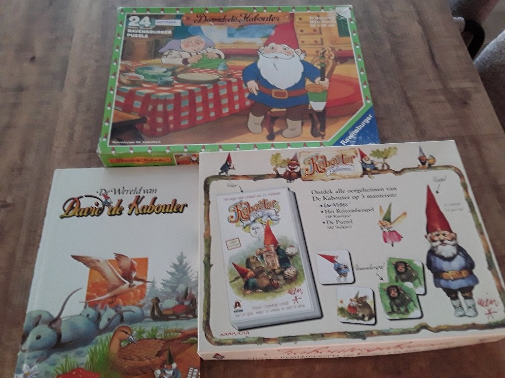 David de kabouter puzzel en leesboek. Rien Poortvliet, Ophalen of Verzenden, 10 tot 50 stukjes, Zo goed als nieuw, 4 tot 6 jaar
