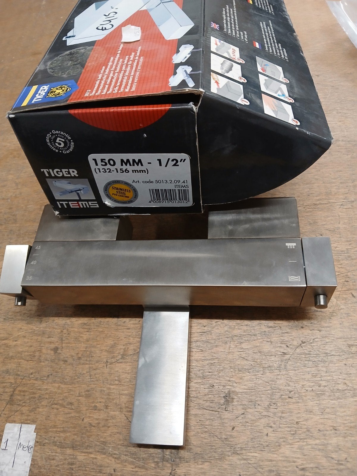 Nieuwe Tiger douchekraan 150 mm - 1/2" RVS, Ophalen of Verzenden, Nieuw, Rvs, Kraan