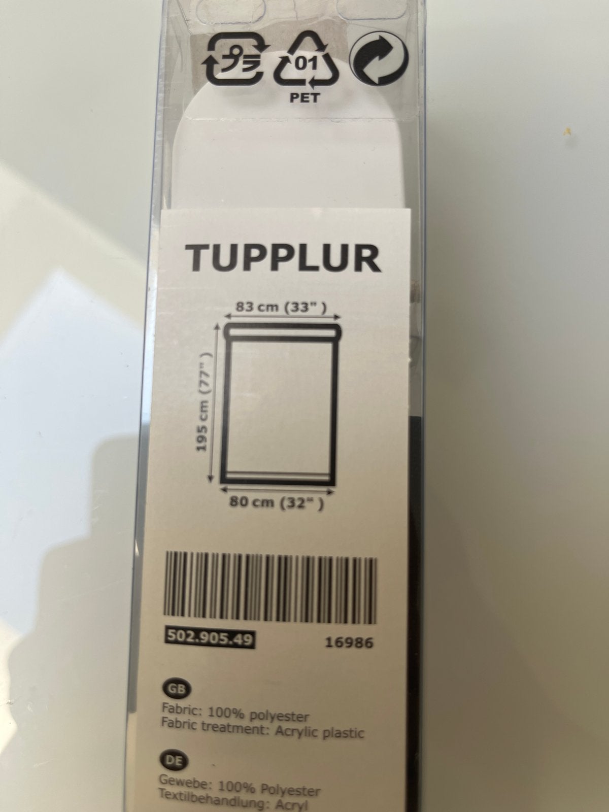 IKEA Tupplur rolgordijn zwart 80x195 cm - Nieuw in verpakkin, Verduisterend, Zwart, Nieuw, Ophalen of Verzenden