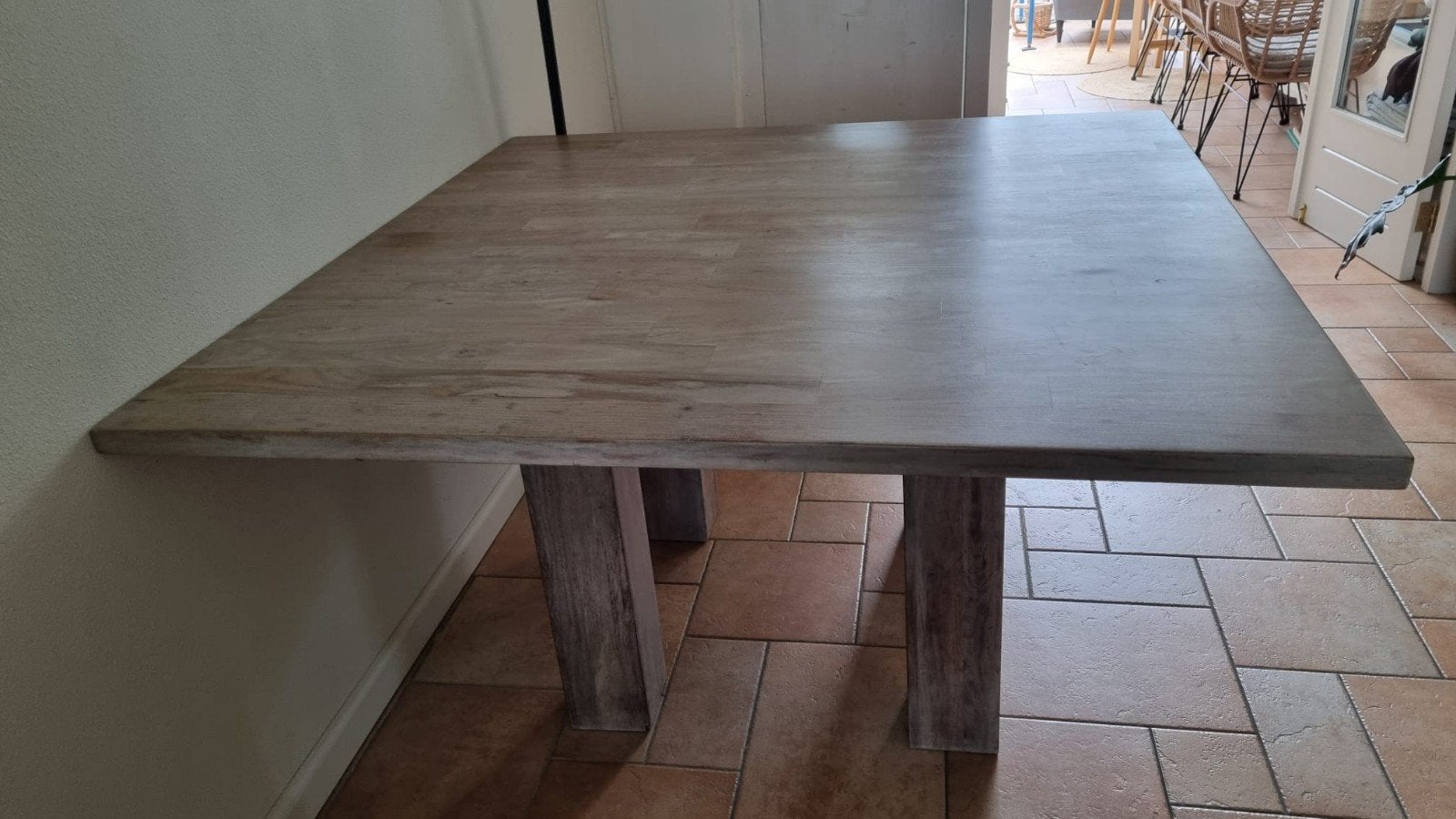 vierkante eettafel, Huis en Inrichting, Tafels | Eettafels, Ophalen, Gebruikt, Vierkant, Vijf personen of meer