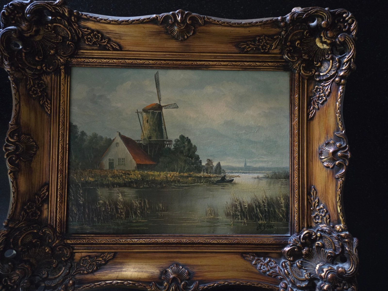 Klassiek olieverfschilderij P. Olshof, Ophalen of Verzenden, Klassiek, Landschap